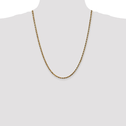 24 Inch 14K 3.5mm Diamond-Cut Lightweight Rope Chain Necklace