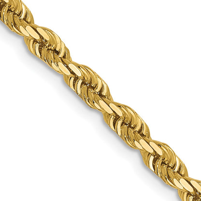 20 Inch 14K 3.5mm Diamond-Cut Lightweight Rope Chain Necklace