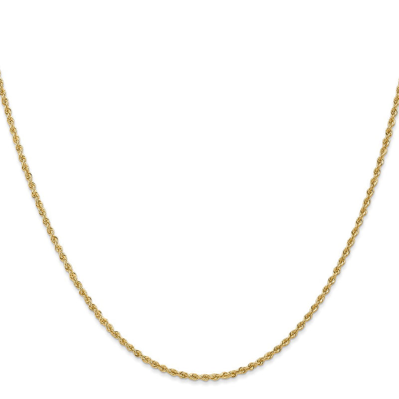 24 Inch 14K Yellow Gold 1.6mm Solid Regular Rope Chain Necklace