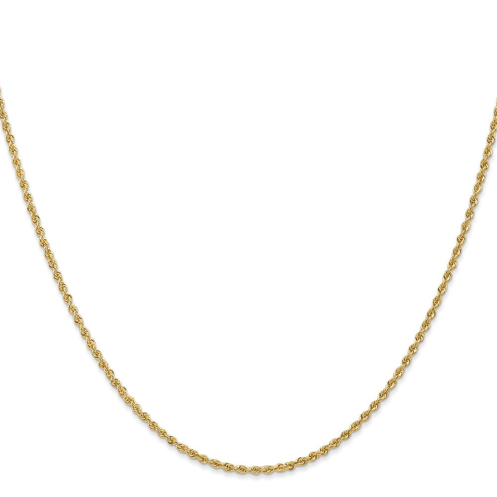 16 Inch 14K Yellow Gold 1.6mm Solid Regular Rope Chain Necklace