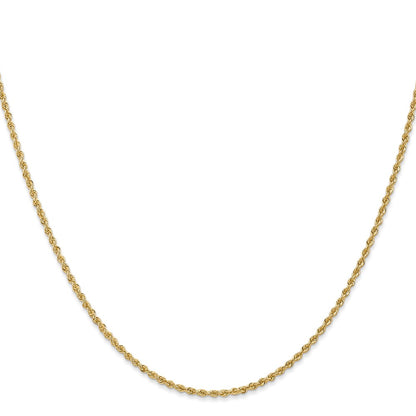 16 Inch 14K Yellow Gold 1.6mm Solid Regular Rope Chain Necklace