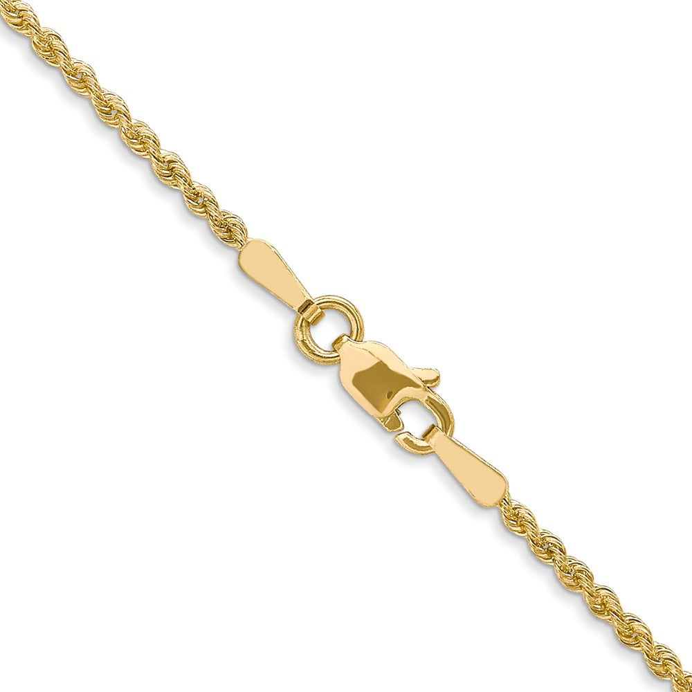 16 Inch 14K Yellow Gold 1.6mm Solid Regular Rope Chain Necklace