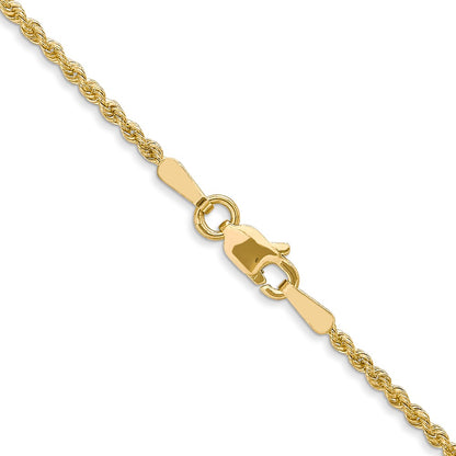 16 Inch 14K Yellow Gold 1.6mm Solid Regular Rope Chain Necklace