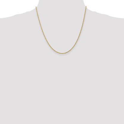 20 Inch 14K 1.6mm Solid Regular Rope Chain Necklace