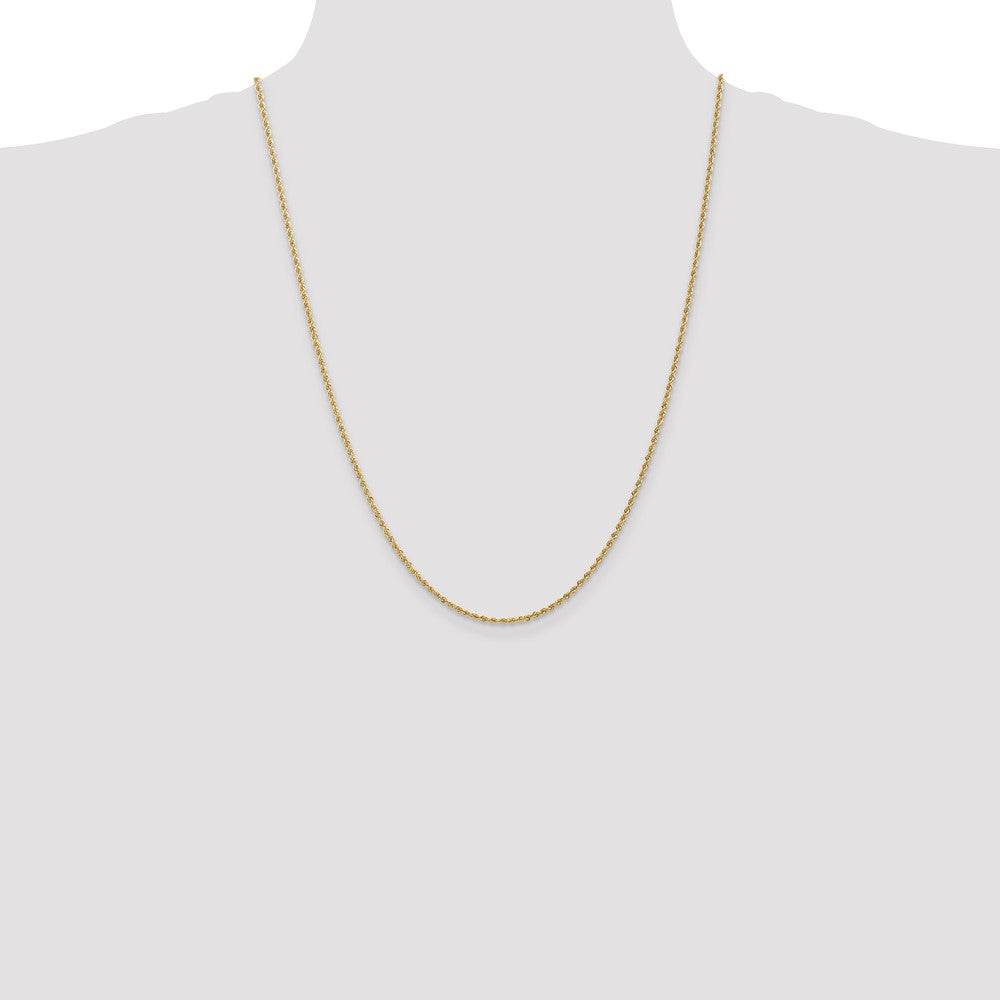 24 Inch 14K Yellow Gold 1.6mm Solid Regular Rope Chain Necklace