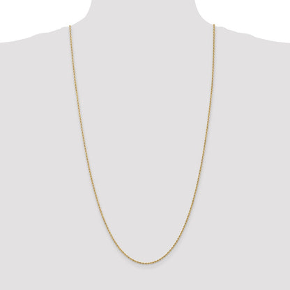 3 Inch 14K Yellow Gold 1.6mm Solid Regular Rope Chain Necklace