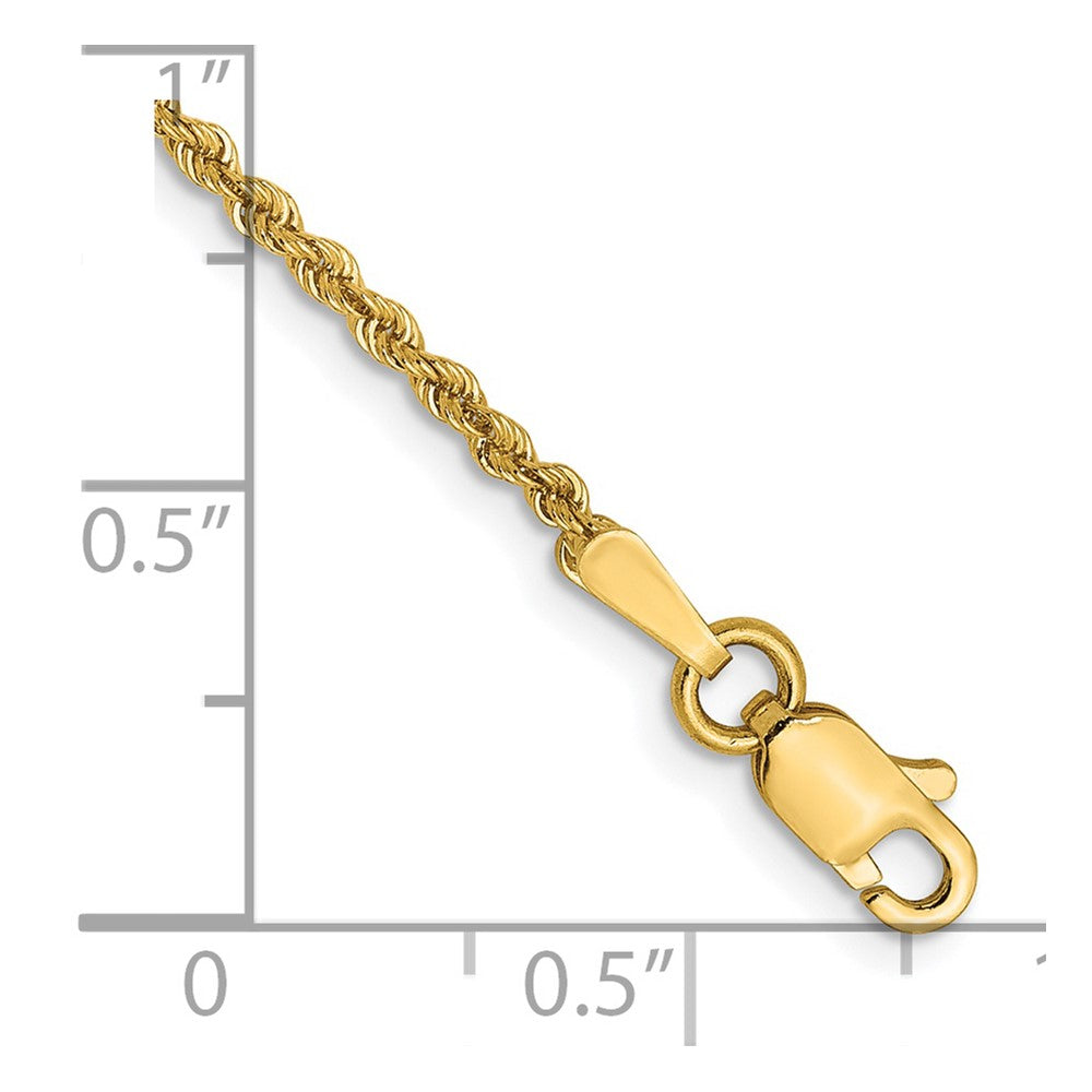 8 Inch 14K Yellow Gold 1.6mm Solid Regular Rope Chain Bracelet