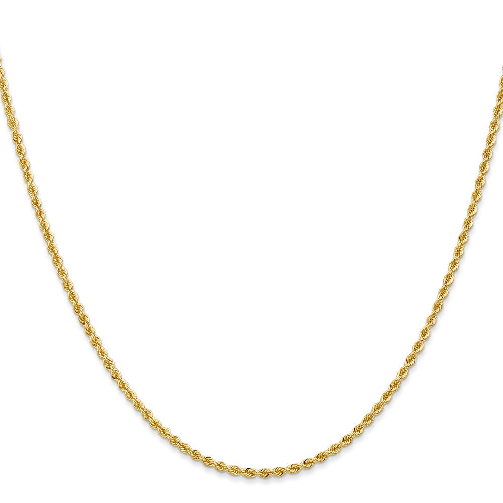 22 Inch 14K Yellow Gold 2mm Solid Regular Rope Chain Necklace