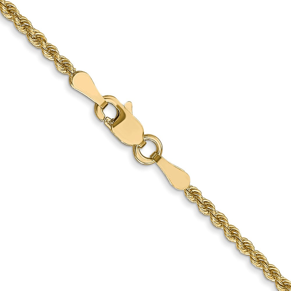 22 Inch 14K Yellow Gold 2mm Solid Regular Rope Chain Necklace