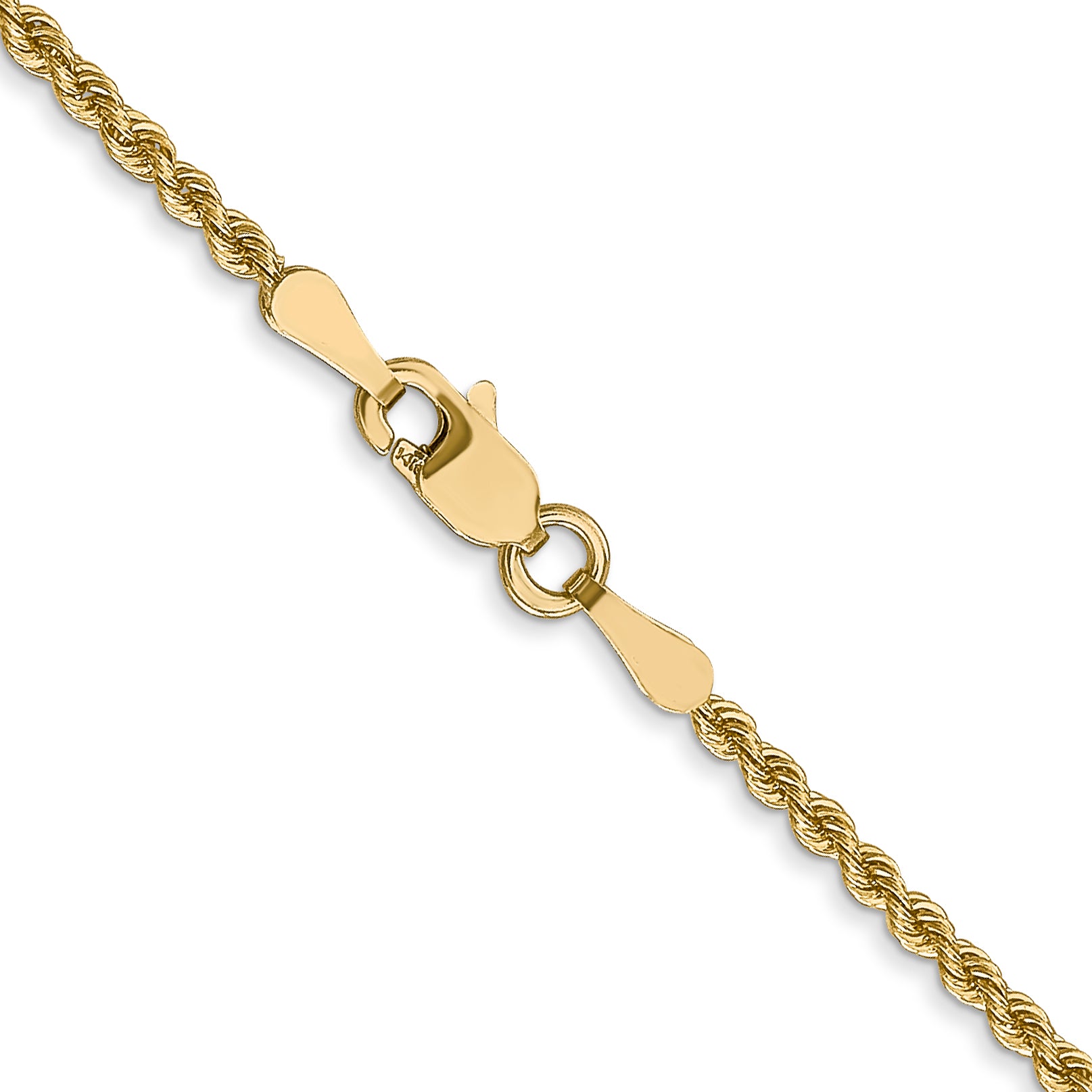 30 Inch 14K 2mm Solid Regular Rope Chain Necklace