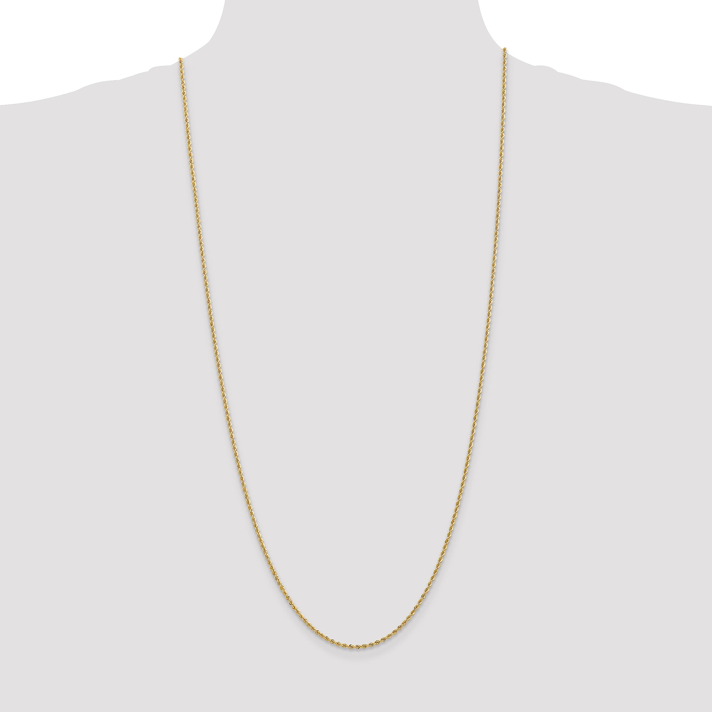 30 Inch 14K 2mm Solid Regular Rope Chain Necklace