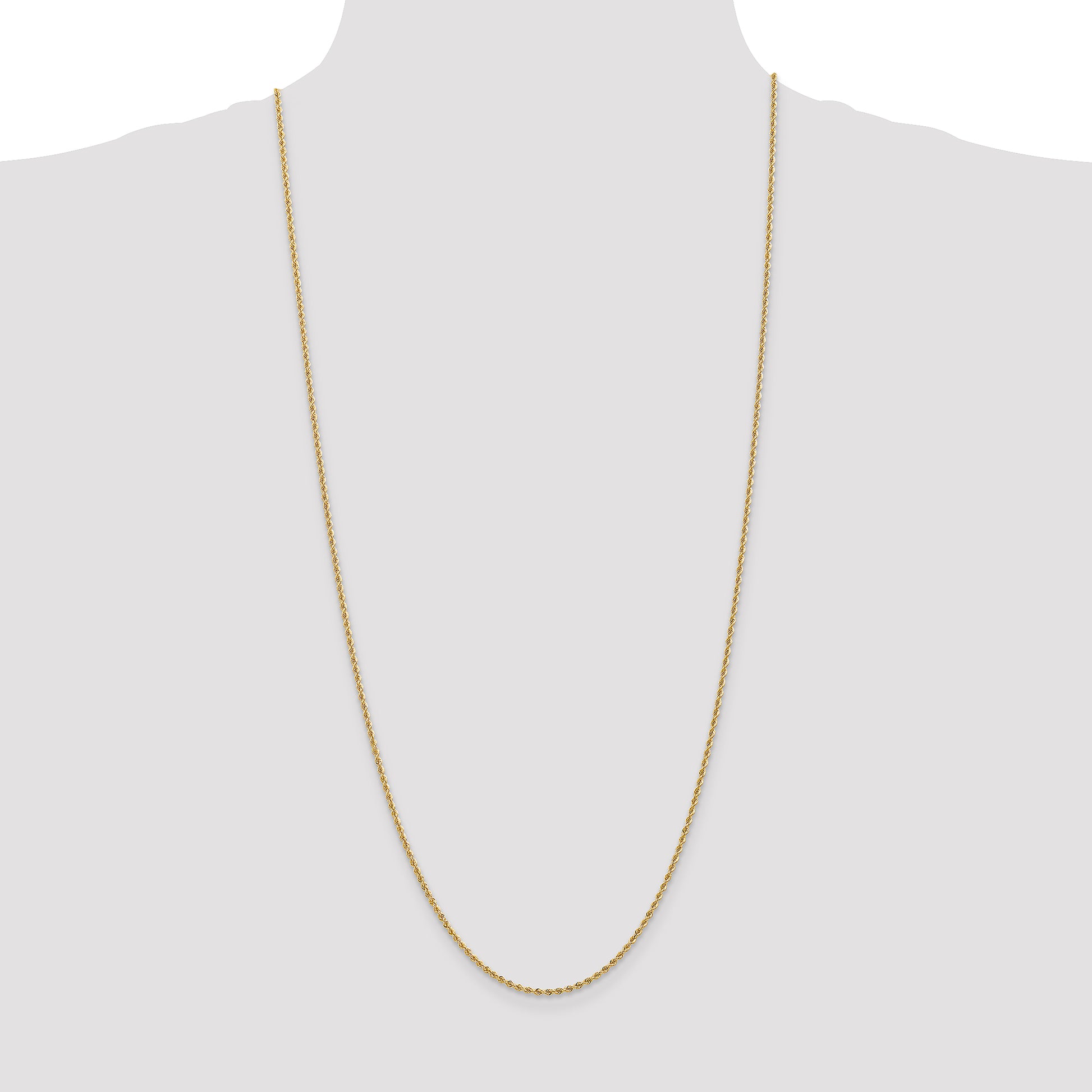 30 Inch 14K 2mm Solid Regular Rope Chain Necklace