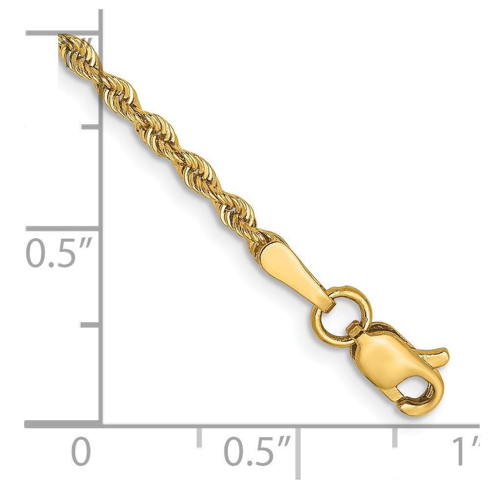 7 Inch 14K Yellow Gold 2mm Solid Regular Rope Chain Bracelet