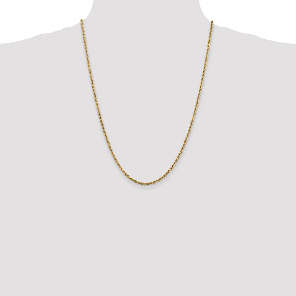 24 Inch 14K 2.5mm Solid Regular Rope Chain Necklace