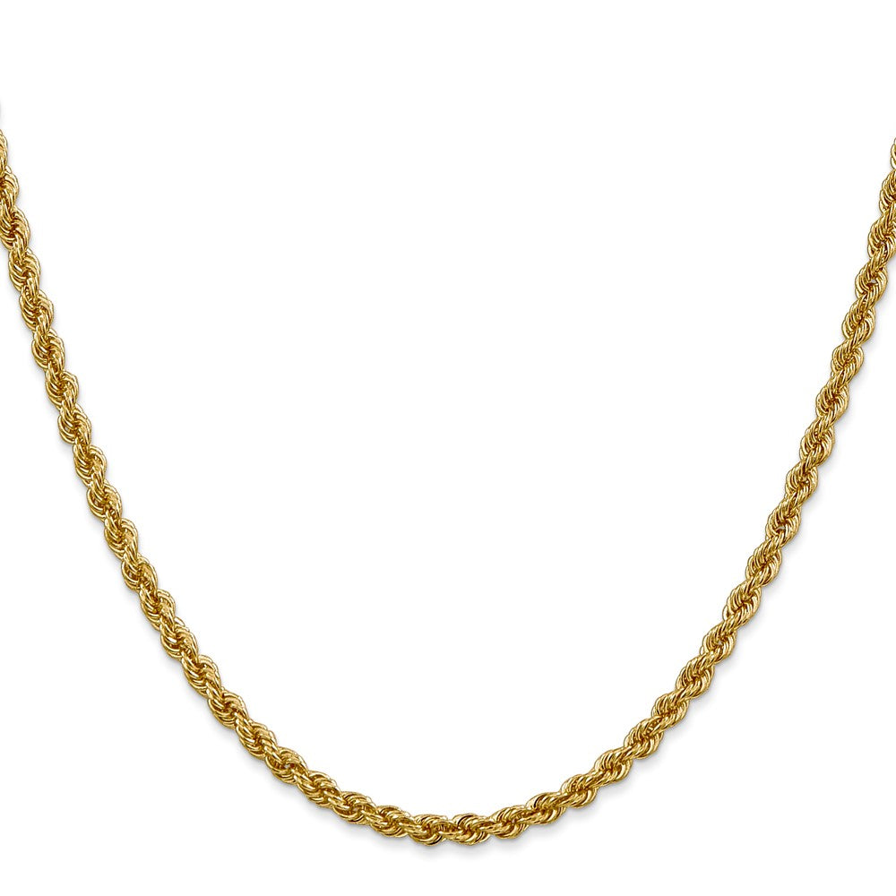 22 Inch 14K Yellow Gold 3mm Solid Regular Rope Chain Necklace