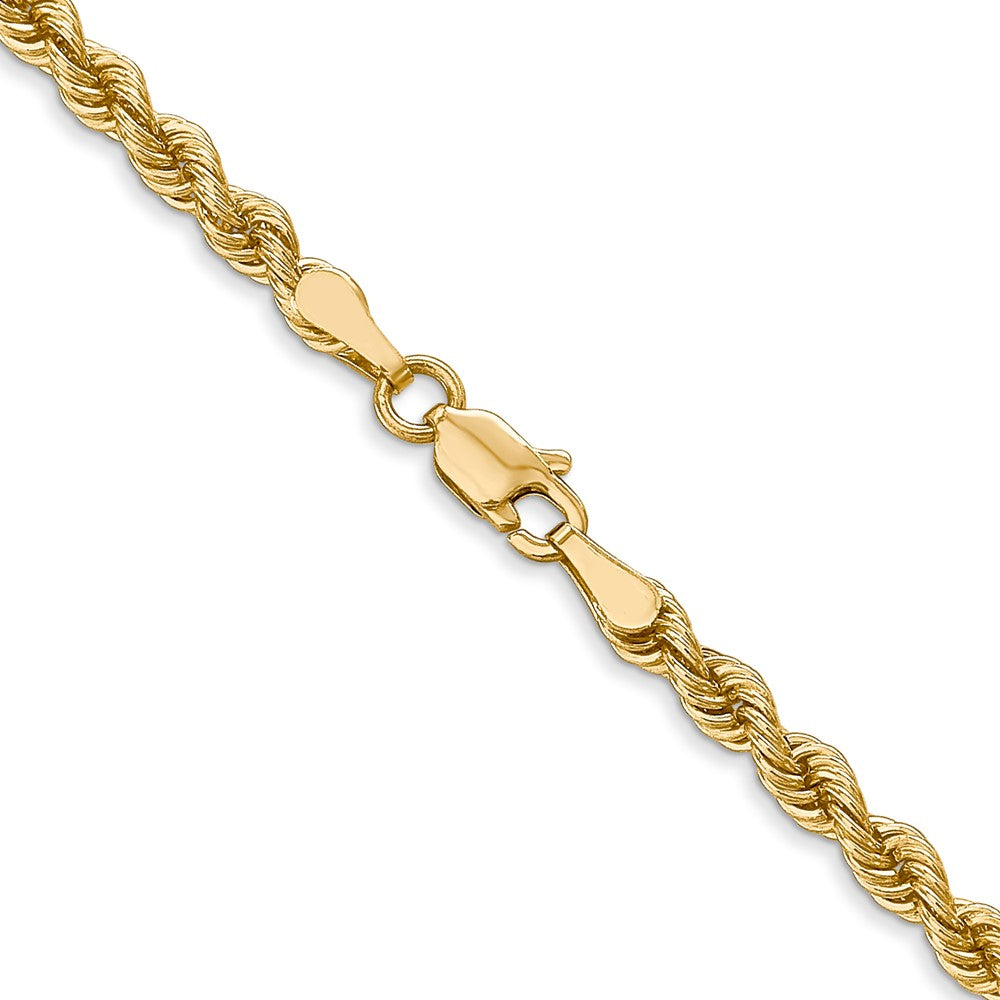 2 Inch 14K Yellow Gold 3mm Solid Regular Rope Chain Necklace