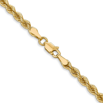 2 Inch 14K Yellow Gold 3mm Solid Regular Rope Chain Necklace