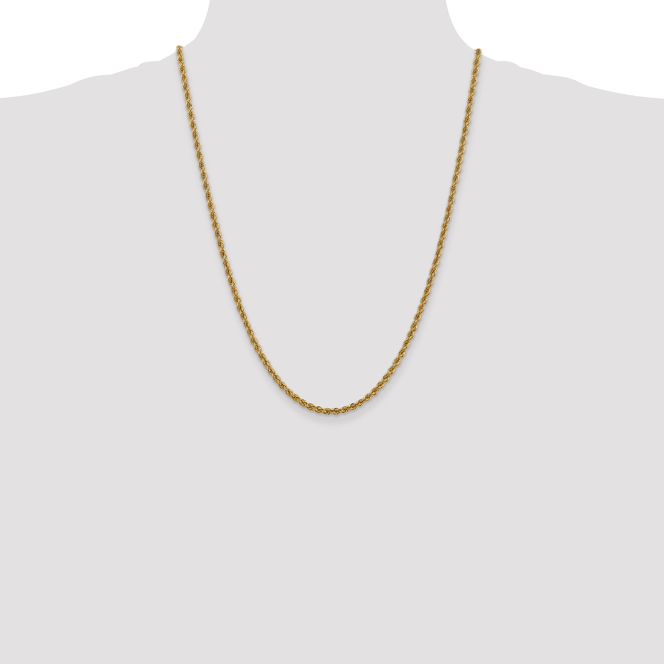 24 Inch 14K 3mm Solid Regular Rope Chain