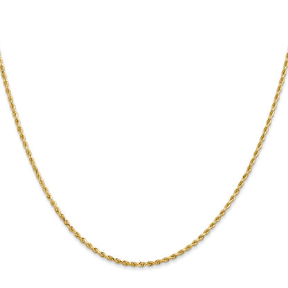 26 Inch 14K Yellow Gold 1.3mm Diamond Cut Rope Chain Necklace