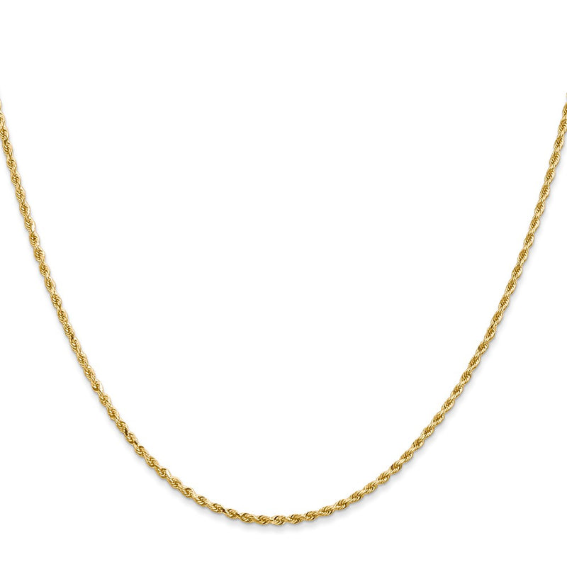 2 Inch 14K Yellow Gold 1.3mm Diamond Cut Rope Chain Necklace