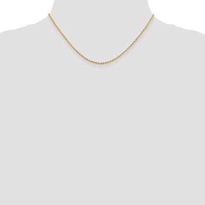 16 Inch 14K 1.3mm Diamond-Cut Rope Chain Necklace