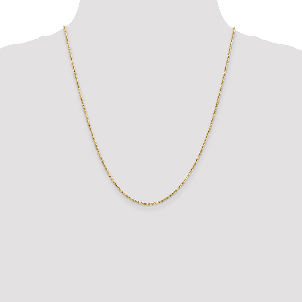 22 Inch 14K 1.3mm Diamond-Cut Rope Chain Necklace