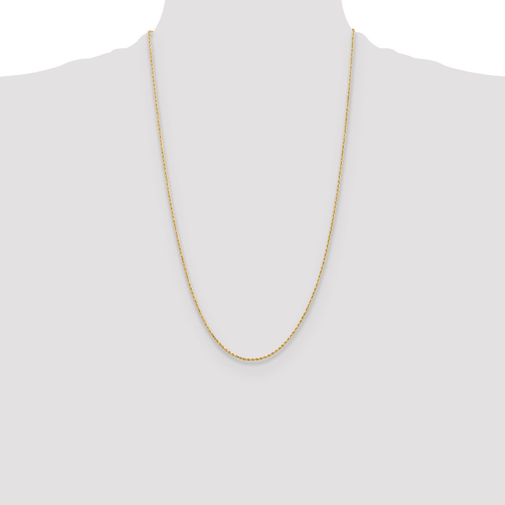 26 Inch 14K Yellow Gold 1.3mm Diamond Cut Rope Chain Necklace