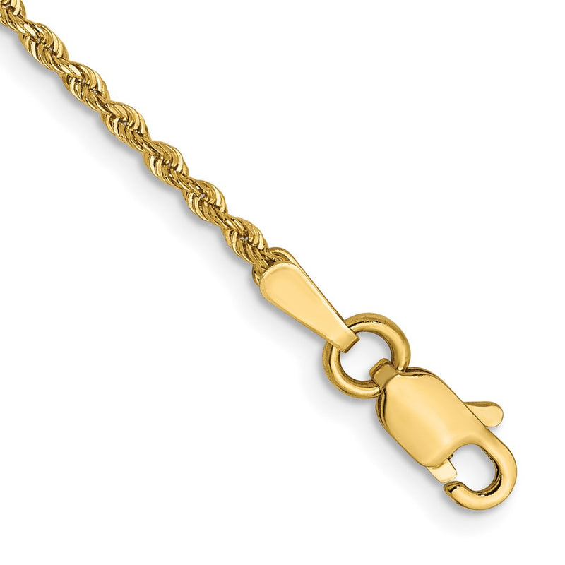 9 Inch 14K 1.3mm Diamond-Cut Rope Chain Anklet
