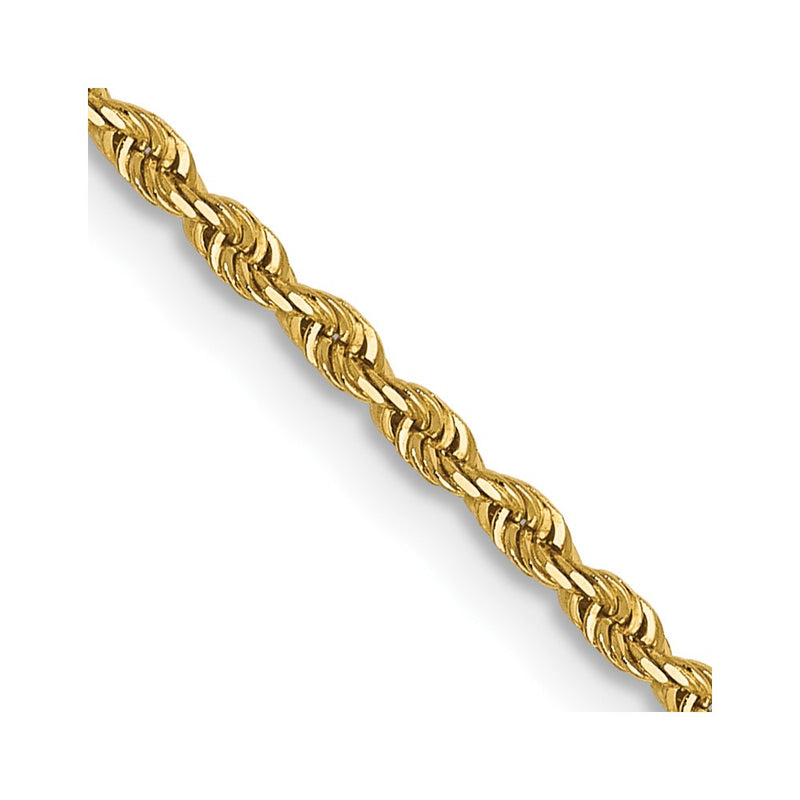 2 Inch 14K Yellow Gold 1.3mm Diamond Cut Rope Chain Necklace