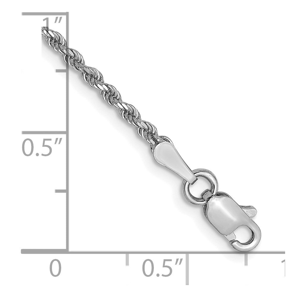 7 Inch 14K White Gold 1.75mm Diamond Cut Rope Chain Bracelet