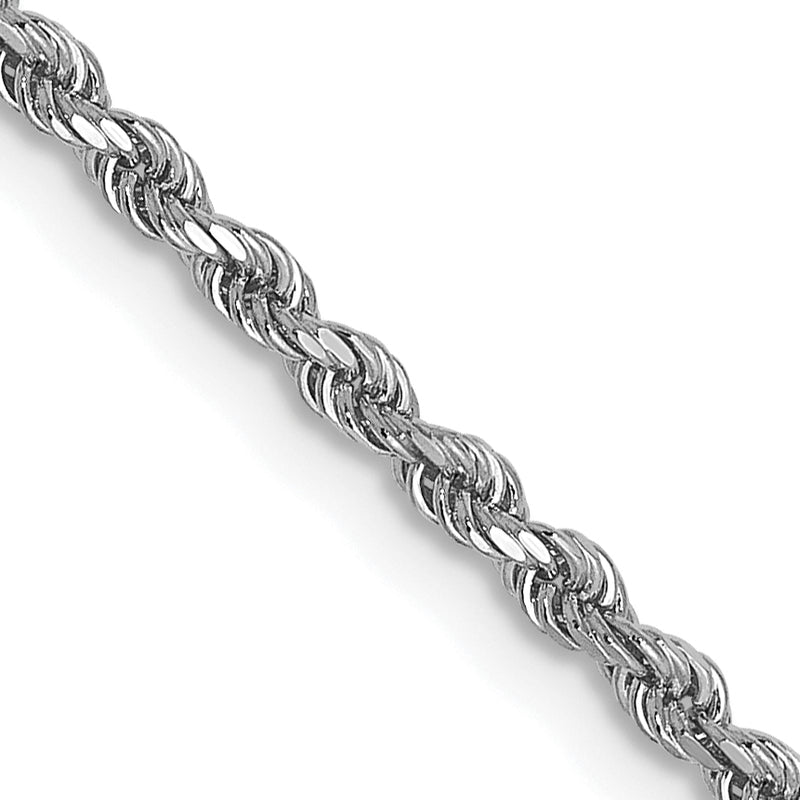 24 Inch 14K White Gold 1.75mm Diamond-Cut Rope Chain Necklace