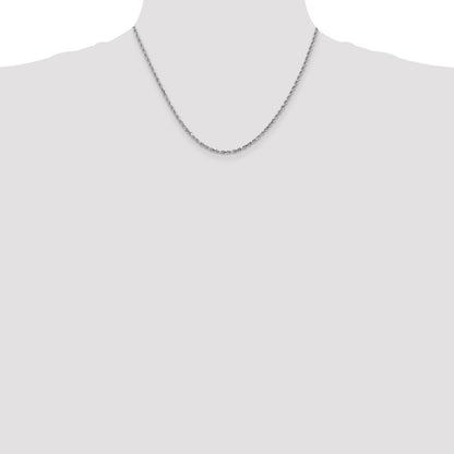 18 Inch 14K White Gold 2.5mm Diamond-Cut Rope Chain Necklace