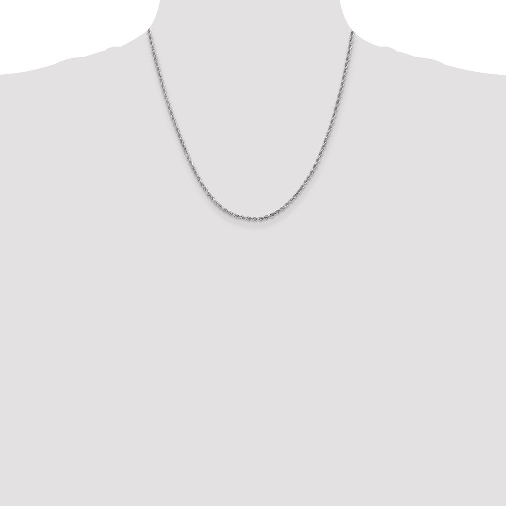 2 Inch 14K White Gold 2.5mm Diamond Cut Rope Chain Necklace