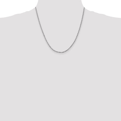 2 Inch 14K White Gold 2.5mm Diamond Cut Rope Chain Necklace