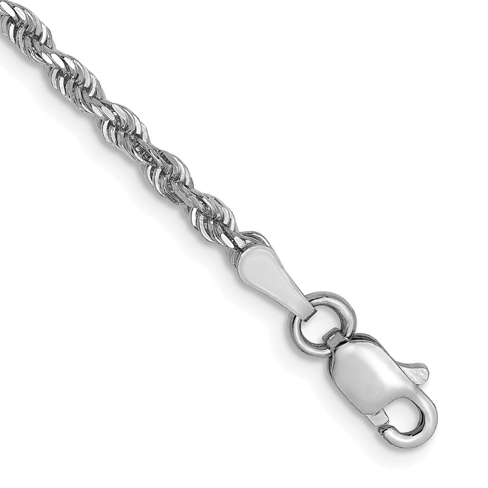 7 Inch 14k White Gold 2.5mm Diamond-Cut Rope Chain Bracelet