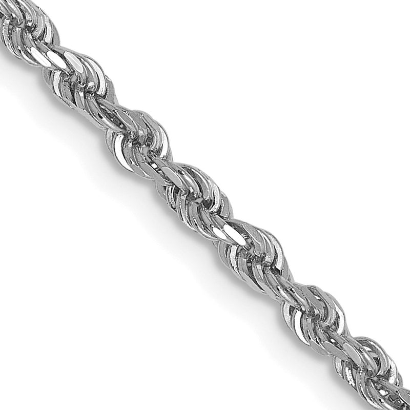 22 Inch 14K White Gold 2.5mm Diamond Cut Rope Chain Necklace