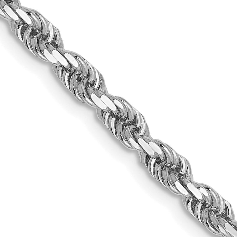 18 Inch 14K White Gold 3mm Diamond Cut Rope Chain Necklace