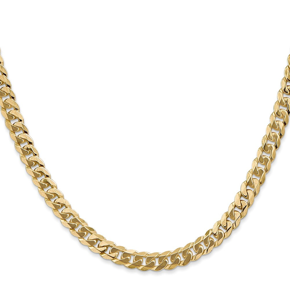 24 Inch 14K Yellow Gold 5.75mm Flat Beveled Curb Chain Necklace