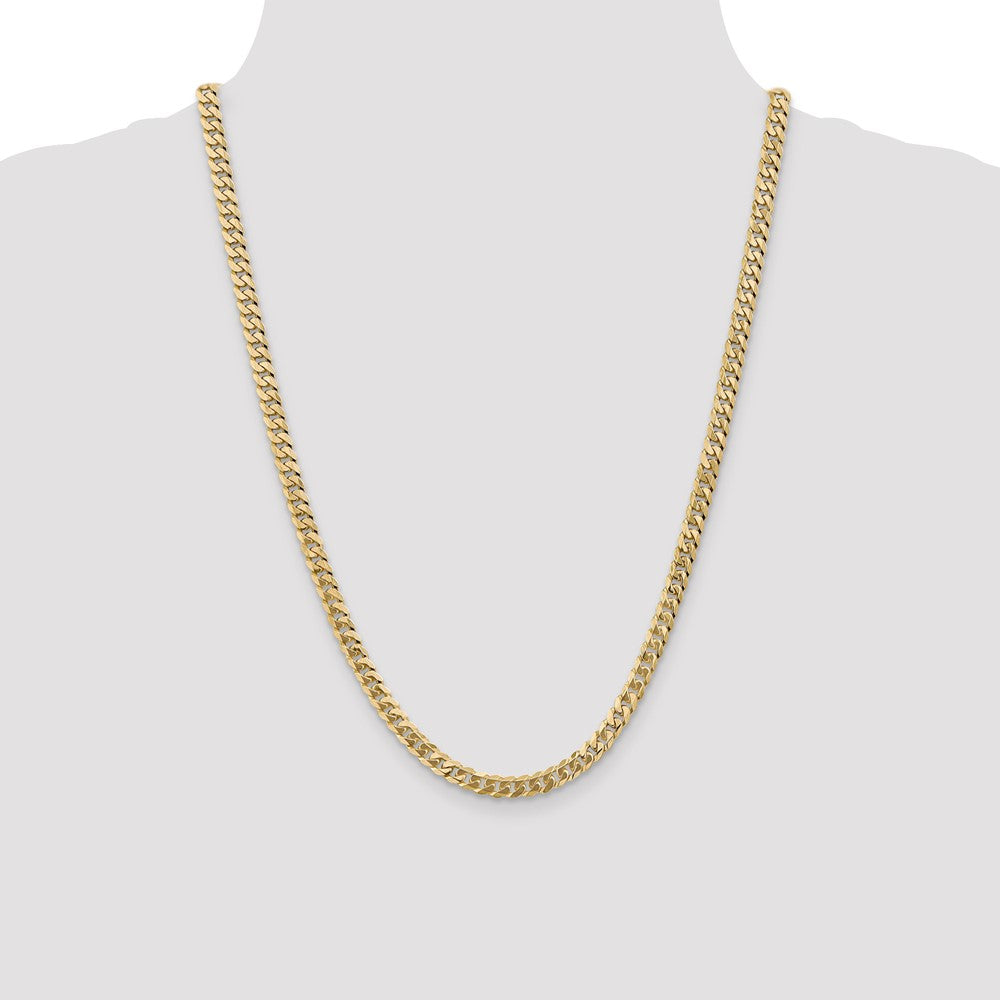 24 Inch 14K Yellow Gold 5.75mm Flat Beveled Curb Chain Necklace