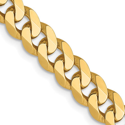 24 Inch 14K Yellow Gold 5.75mm Flat Beveled Curb Chain Necklace