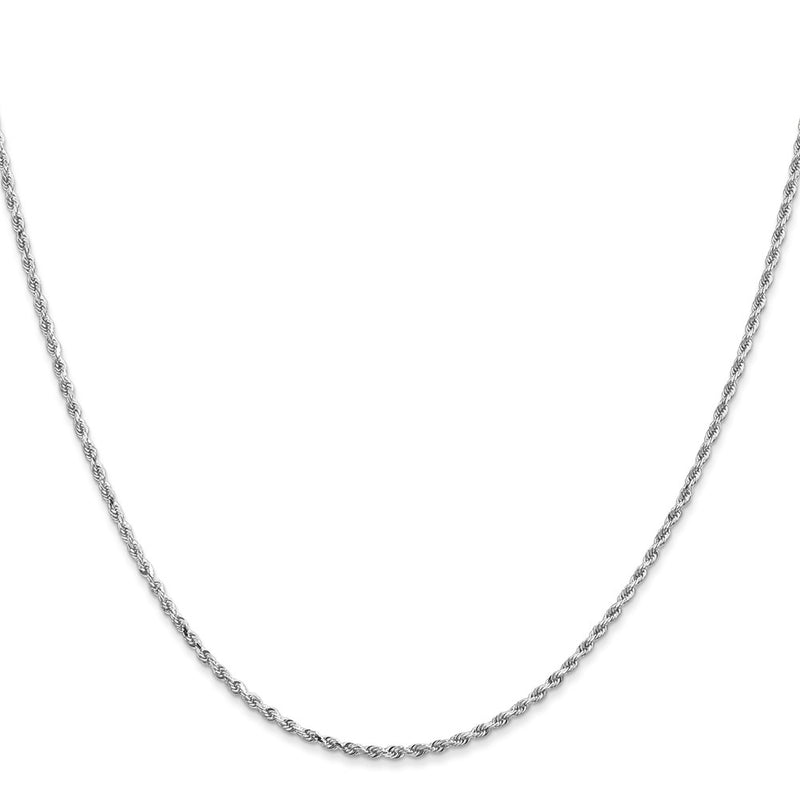 24 Inch 14K White Gold 1.3mm Diamond-Cut Rope Chain Necklace