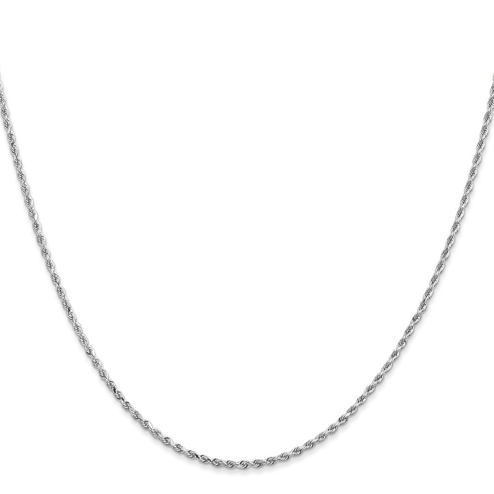 16 Inch 14K White Gold 1.3mm Diamond-Cut Rope Chain Necklace