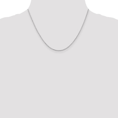 18 Inch 14K White Gold 1.3mm Diamond-Cut Rope Chain Necklace