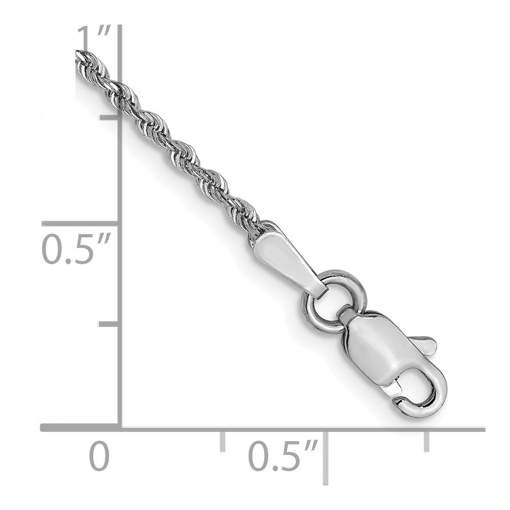 7 Inch 14k White Gold 1.3mm Diamond-Cut Rope Chain Bracelet