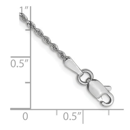 7 Inch 14k White Gold 1.3mm Diamond-Cut Rope Chain Bracelet