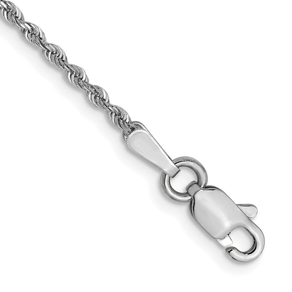9 Inch 14K White Gold 1.3mm Diamond-Cut Rope Chain Anklet