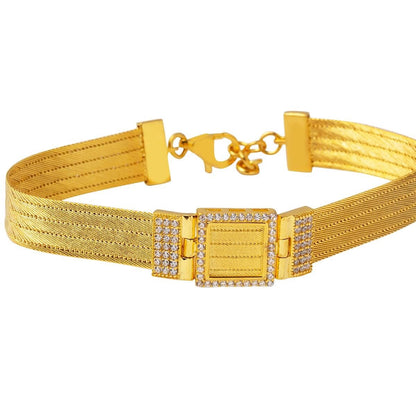 22K Yellow Gold Trabzon Mesh Belt Cubic Zirconia Bracelet