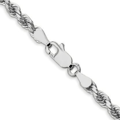 22 Inch 14K White Gold 4mm Diamond-Cut Rope Chain