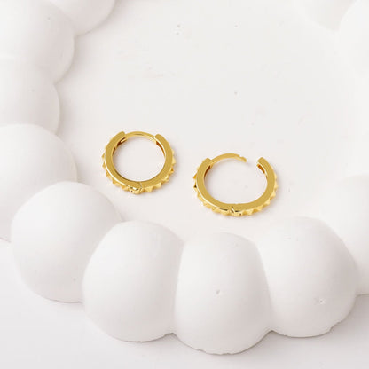 14K Yellow Gold Minimalist Notched Hoop Earrings