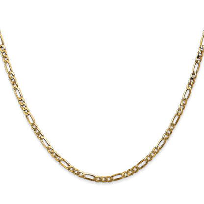 22 Inch 14K 2.75mm Flat Figaro Chain Necklace